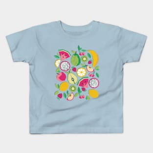 Paper cut geo fruits // print // blue Kids T-Shirt